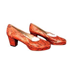 Rare Vintage 1991 Sam & Libby Snakeskin Print Block Heels, 7.5